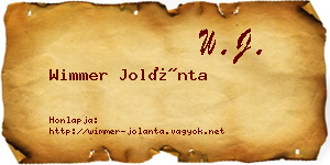 Wimmer Jolánta névjegykártya